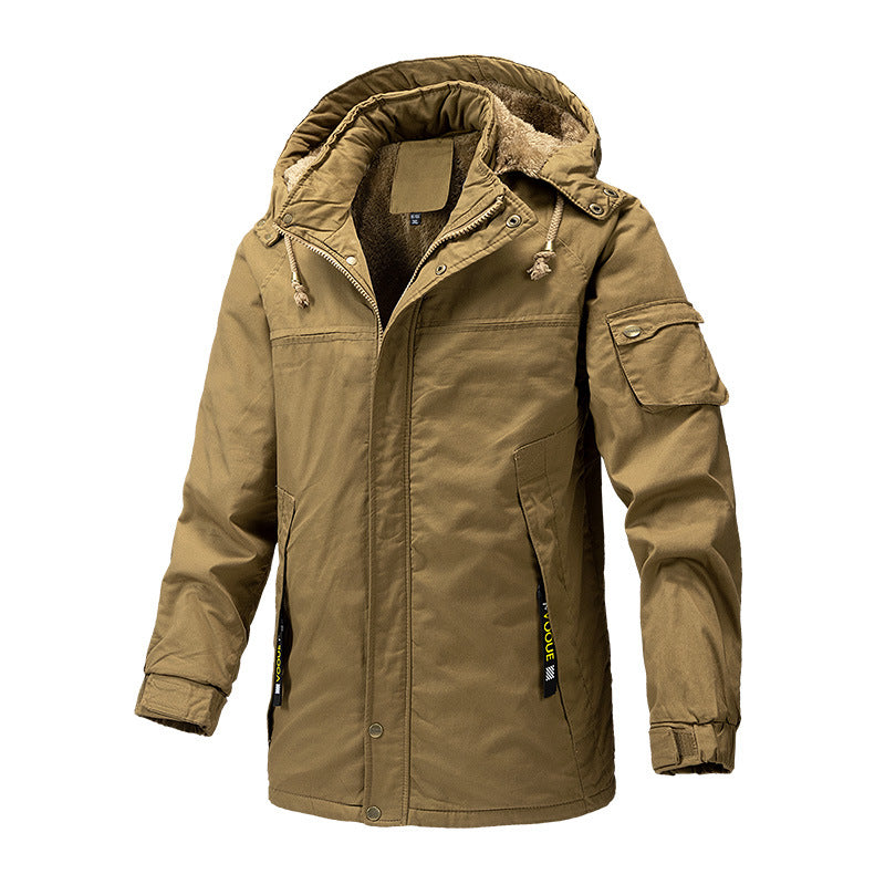 Herren Canvas-Parka mit Sherpa-Innenseite, verlängerter Schnitt und Utility-Ärmeltasche Echoarchiv
