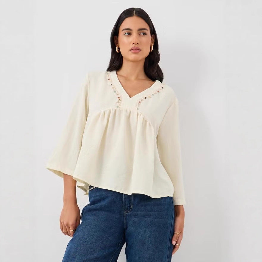 Damen Lockere Bluse mit eingearbeiteten Details Echo Archiv