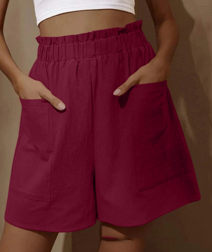 Damen lässige Leinen-Shorts mit elastischem Taillenzug und praktischen Seitentaschen Echoarchiv