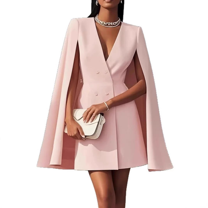 Damen Kurzblazer-Kleid mit Cape-Ärmeln und doppelreihiger Knopfleiste – Valéne