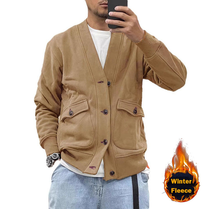 Herren Fleecejacke mit modischem Knopflies und praktischen Taschen Echoarchiv