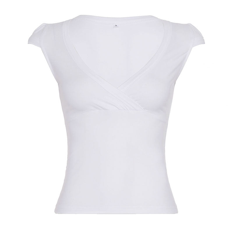 Damen Wickelshirt mit elegantem V-Ausschnitt und figurbetontem Schnitt Echo Archiv