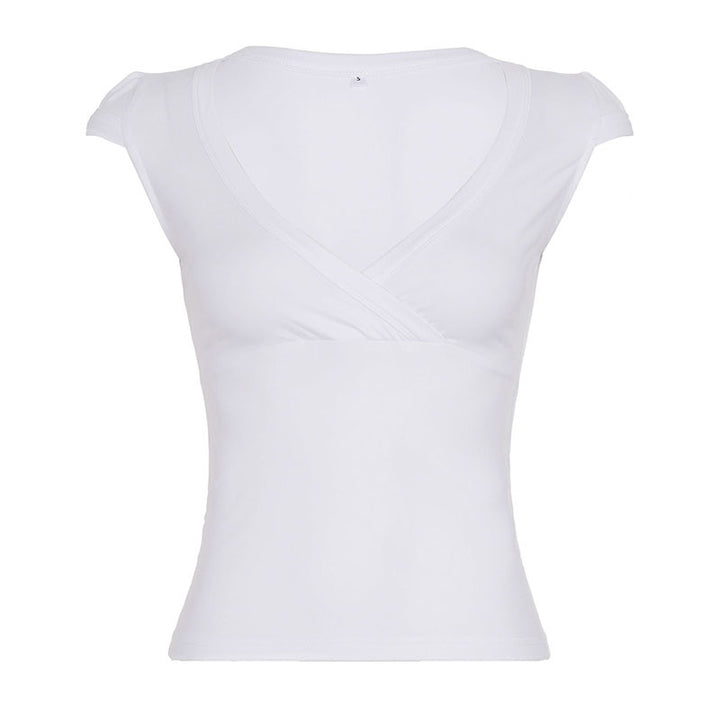 Damen Wickelshirt mit elegantem V-Ausschnitt und figurbetontem Schnitt Echo Archiv