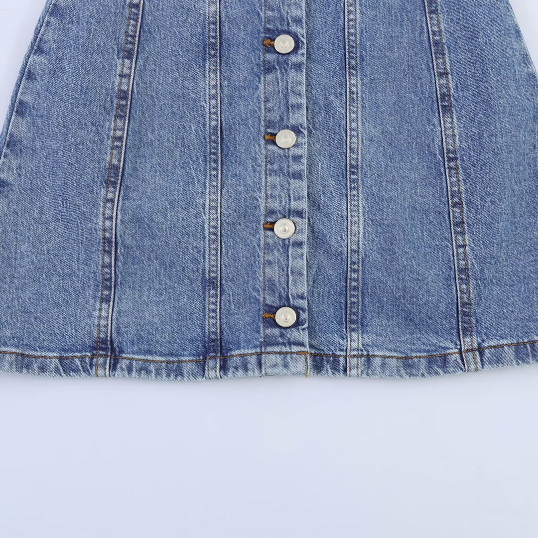 Damen Jeanskleid mit geflochtenem Knoten und durchgehender Knopfleiste Echo Archiv