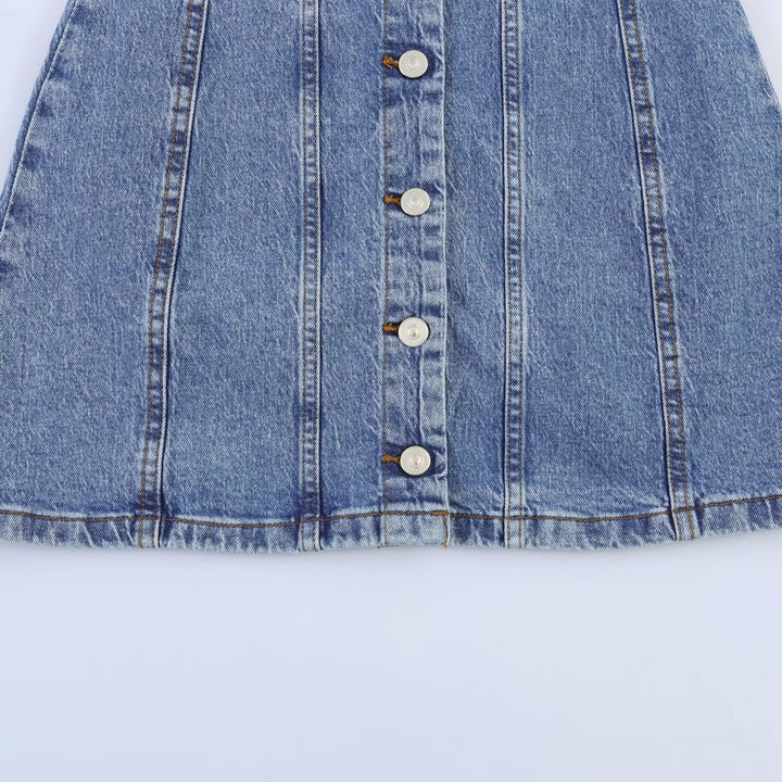Damen Jeanskleid mit geflochtenem Knoten und durchgehender Knopfleiste Echo Archiv