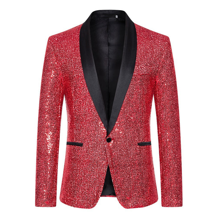 Herren eleganter Pailletten Blazer mit satinierter Kragenpartie Echoarchiv