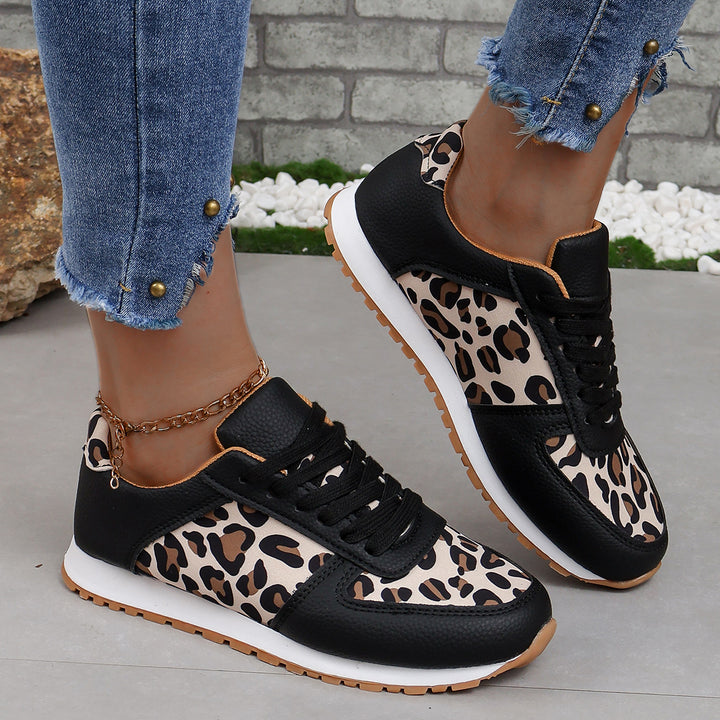 Damen sportliche Leoparden-Print Retro-Sneaker mit gepolstertem Komfortfußbett und profilierter Gummisohle Echo Archiv