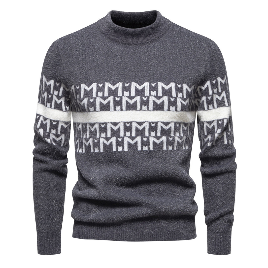 Herren Strickpullover mit modernem Zopfmuster und hohem Stehkragen Echoarchiv