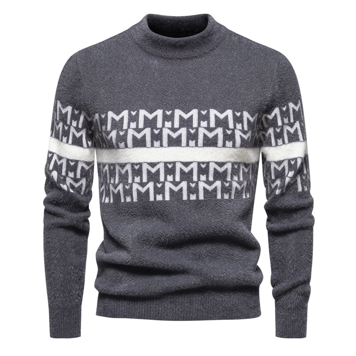Herren Strickpullover mit modernem Zopfmuster und hohem Stehkragen Echoarchiv