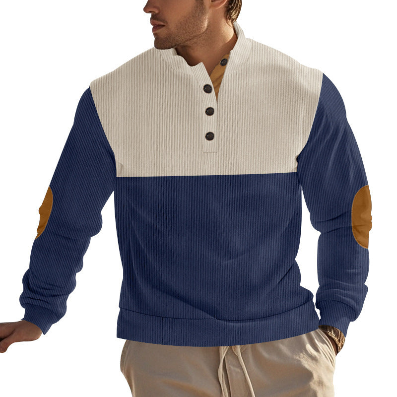 Herren modischer Stehkragen-Pullover mit eleganten Knöpfen Echoarchiv