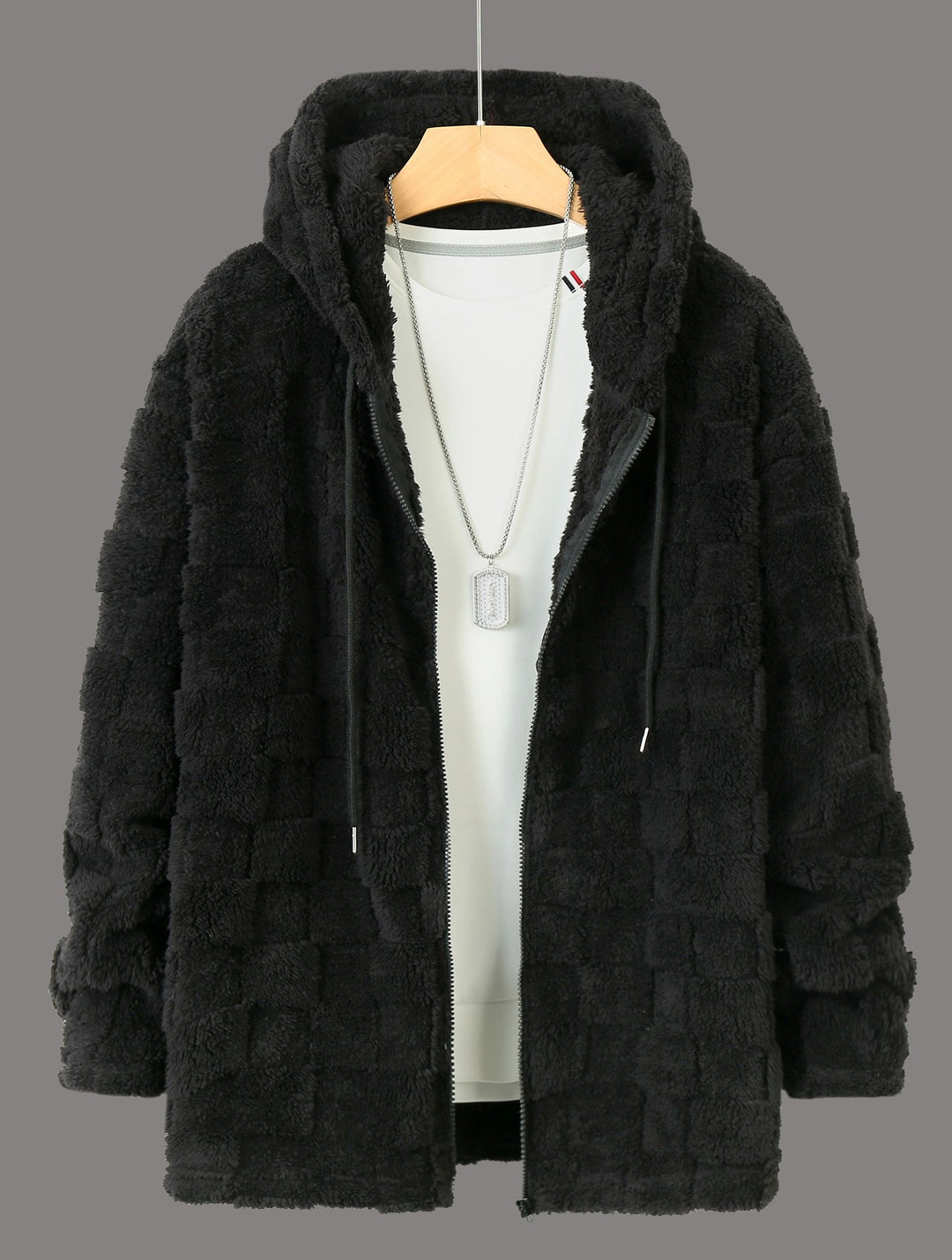 Herren Kuschelige Fleecejacke mit Kapuze und Taschen Echoarchiv