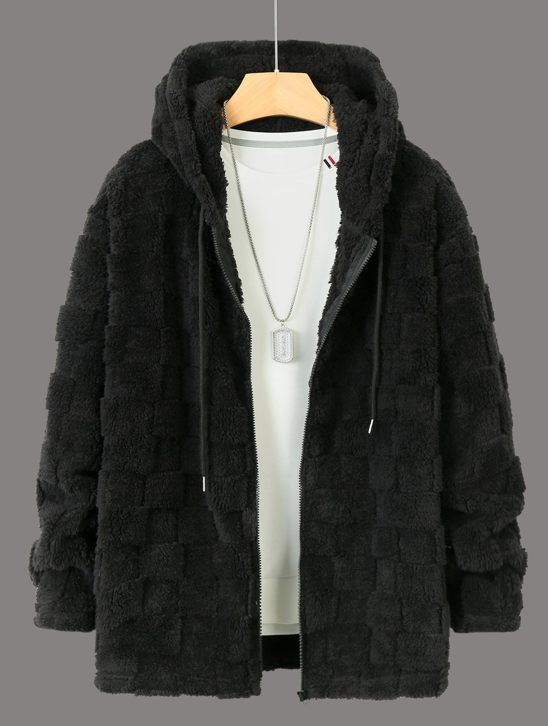 Herren Kuschelige Fleecejacke mit Kapuze und Taschen – Taviero