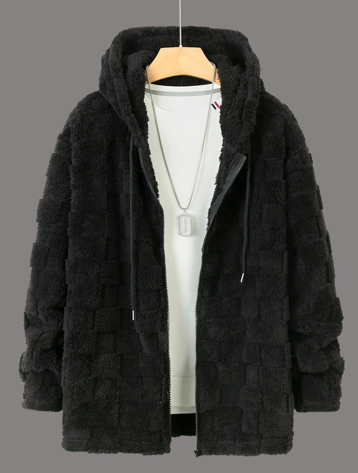 Herren Kuschelige Fleecejacke mit Kapuze und Taschen Echoarchiv