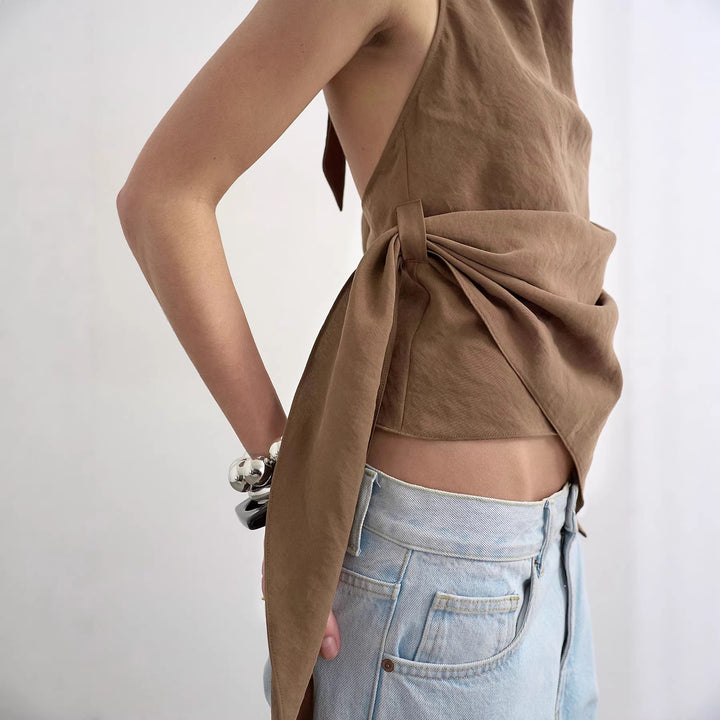 Damen Elegantes Wickeltop mit asymmetrischem Saum Echo Archiv