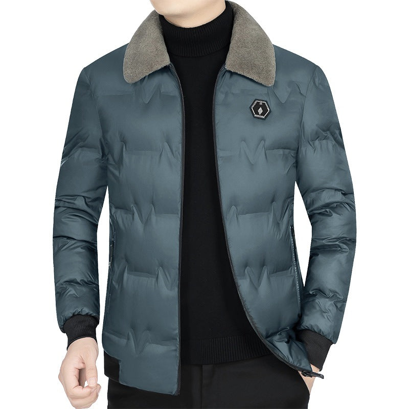 Herren Leichte Daunenjacke mit Pelzkragen Echoarchiv