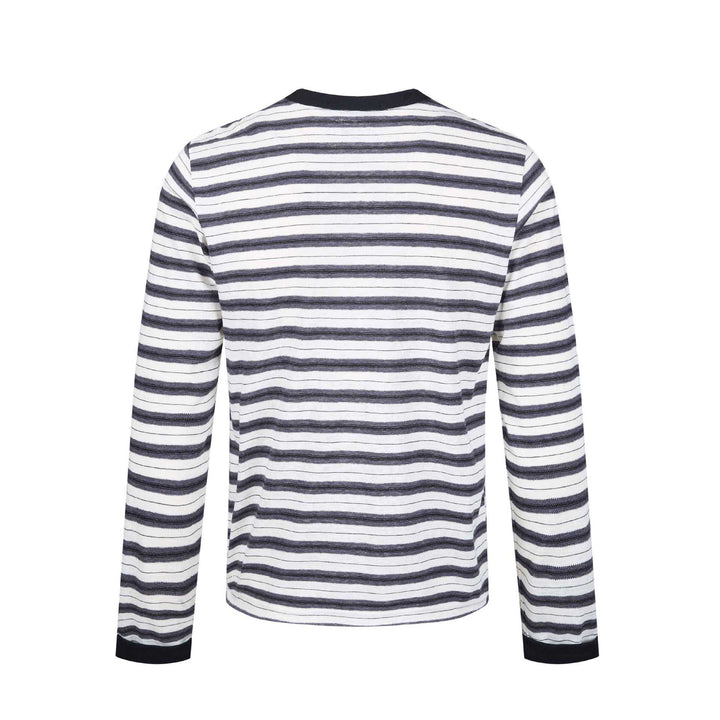 Herren Langarm-Henleyshirt mit gestreifter Struktur und Kontrastkragen Echoarchiv