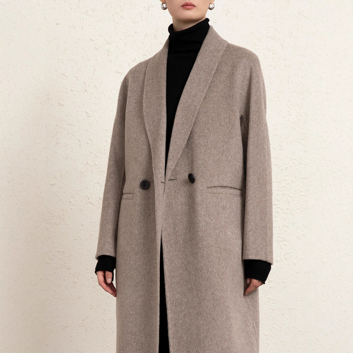 Damen Klassischer Oversized Wollmix Mantel Echoarchiv
