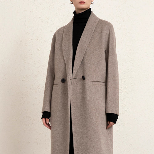 Damen Klassischer Oversized Wollmix Mantel Echoarchiv
