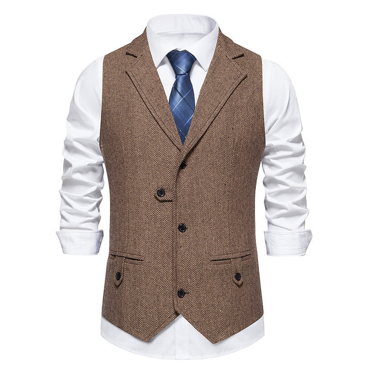 Herren elegante Anzugweste im Herringbone-Design mit modernem Schnitt Echoarchiv