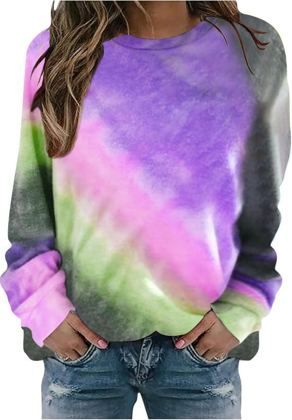 Damen Oversize Batik Sweatshirt mit Rundhalsausschnitt und weichen Rippbündchen Echoarchiv
