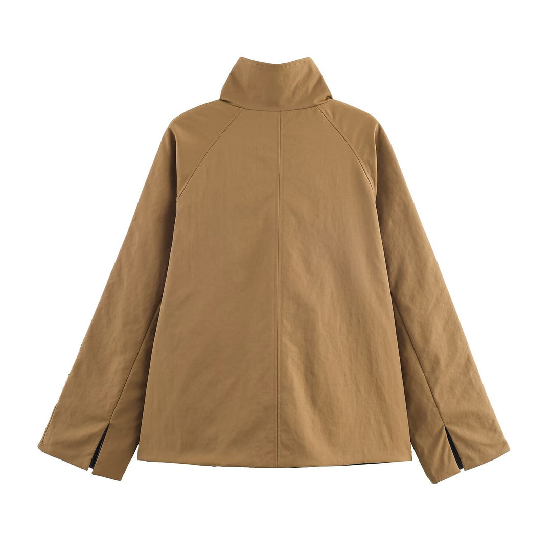 Damen Oversize-Kurzmantel mit hohem Stehkragen, Raglanärmeln und verdeckter Knopfleiste Echo Archiv