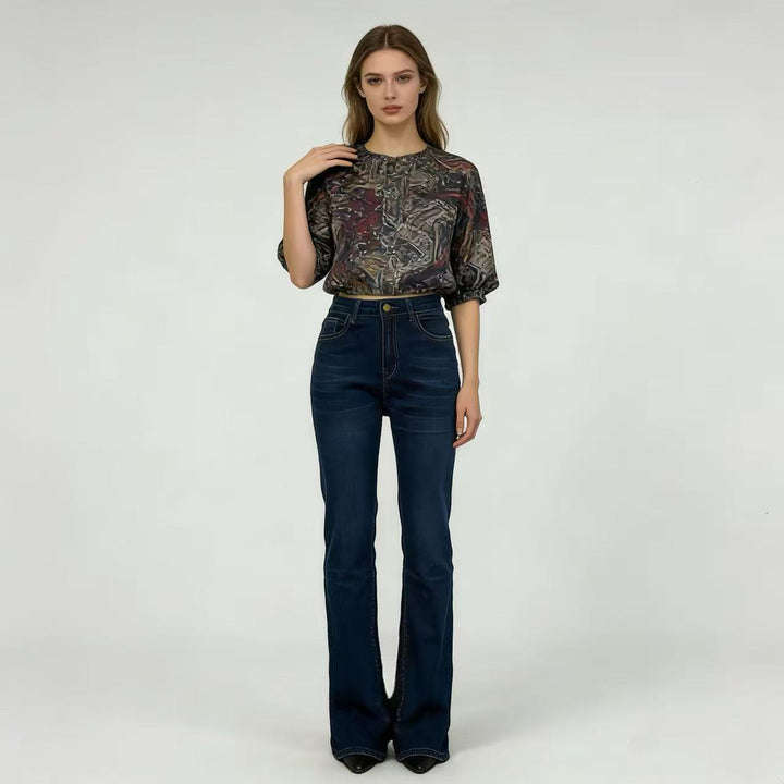 Damen hoch taillierte Bootcut Jeans im eleganten Design Echo Archiv