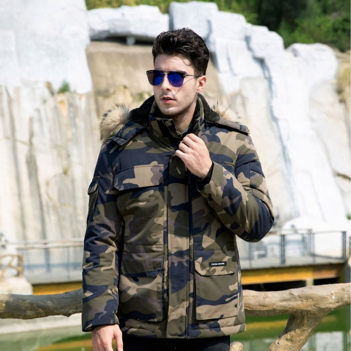 Herren isolierter Field-Parka mit abnehmbarem Kunstfellkragen und Mehrfachtaschen Echo Archiv