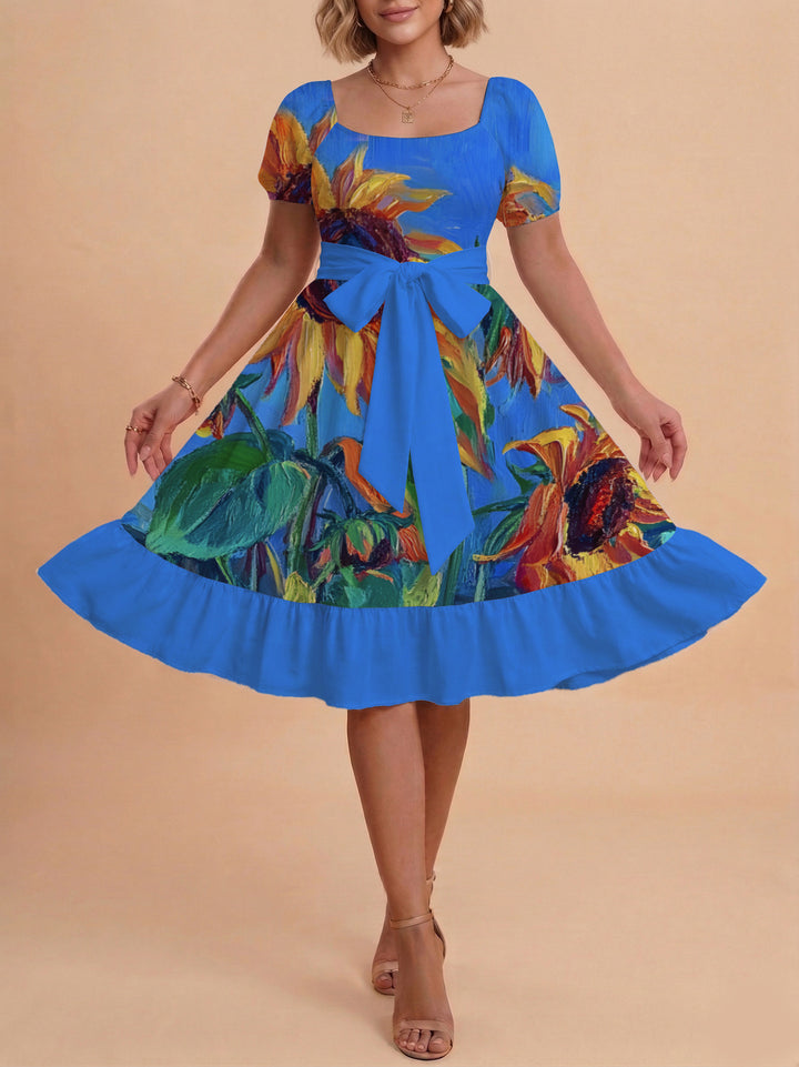 Damen schickes Glitzerkleid mit tailliertem Schnitt und Rüschensaum Echo Archiv