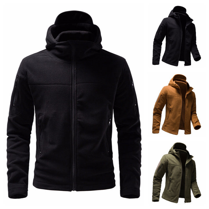Herren Fleecejacke mit Kapuze und funktionalen Taschen Echoarchiv