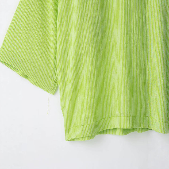 Damen Oversize Hemdbluse aus Crinkle-Gewebe mit weiten Ärmeln und durchgehender Knopfleiste Echo Archiv