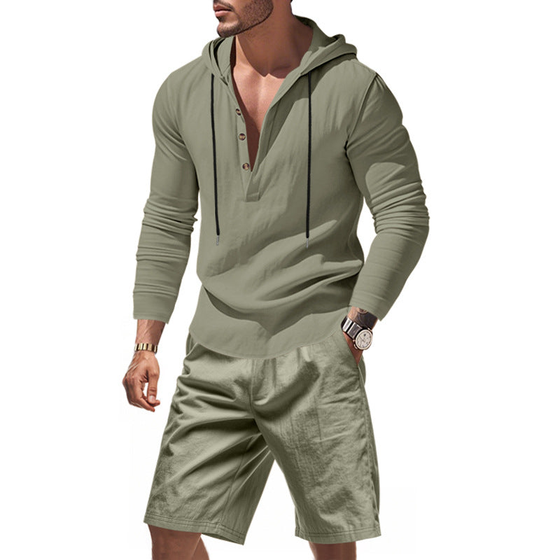 Herren lässiges Freizeit-Set mit Hoodie und Shorts Echoarchiv