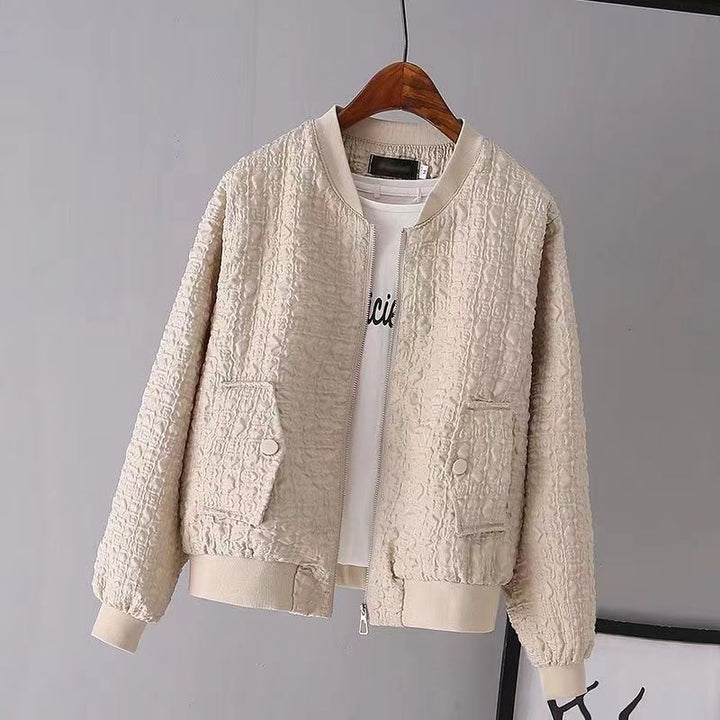 Damen Modische Boucle-Jacke mit Reißverschluss Echo Archiv