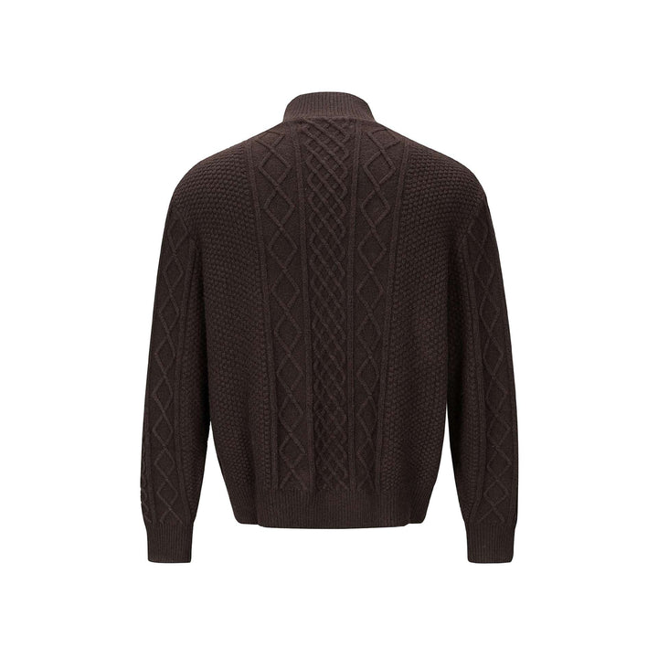 Herren Strickcardigan mit Zopfmuster, Stehkragen und knöpfbarer Front Echoarchiv