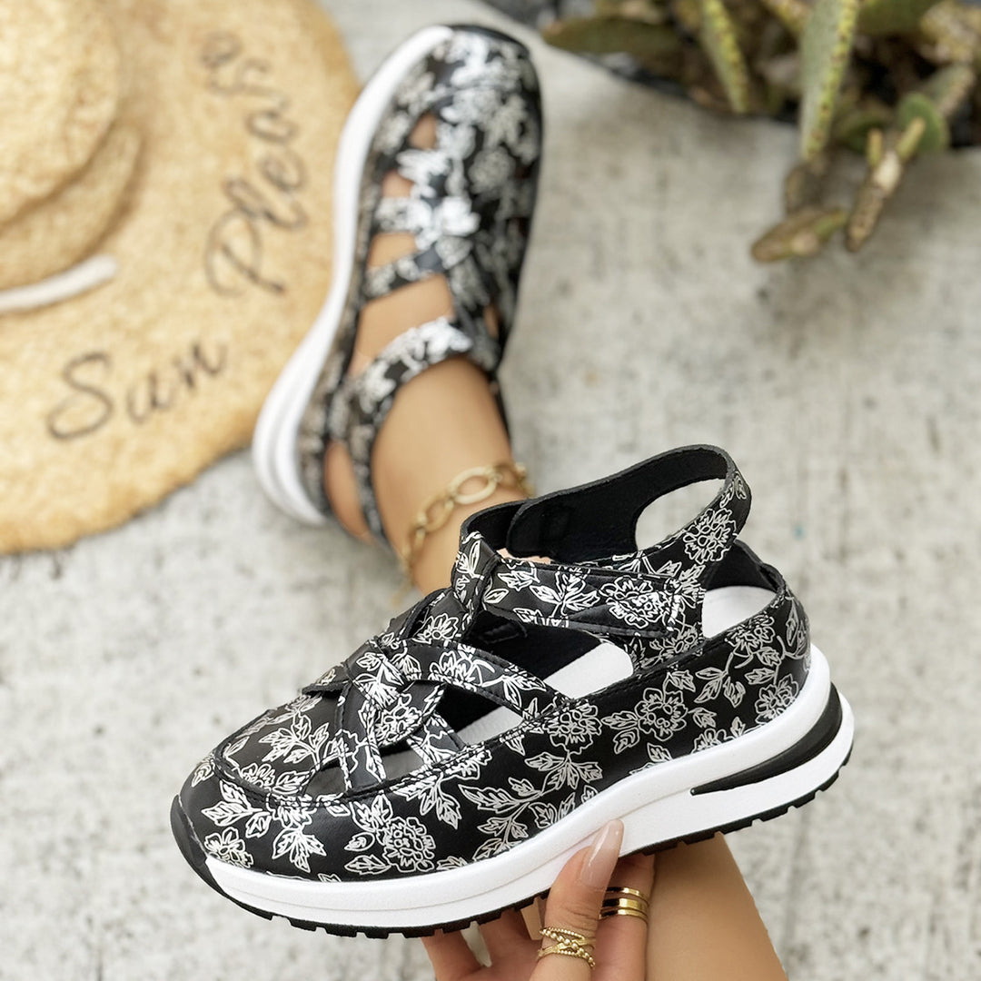 Damen Plateau‑Sneaker‑Sandale mit geschlossener Kappe und Klettverschluss Echo Archiv