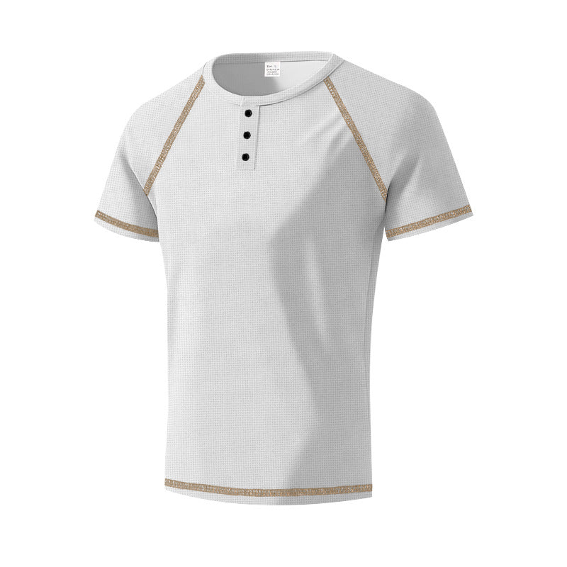 Herren sportliches T-Shirt mit modischem Knopfleisten-Design Echoarchiv