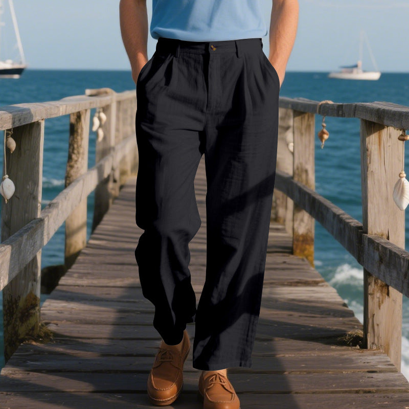 Herren elegante Freizeit-Hose mit weichem Stoff und weitem Schnitt Echoarchiv