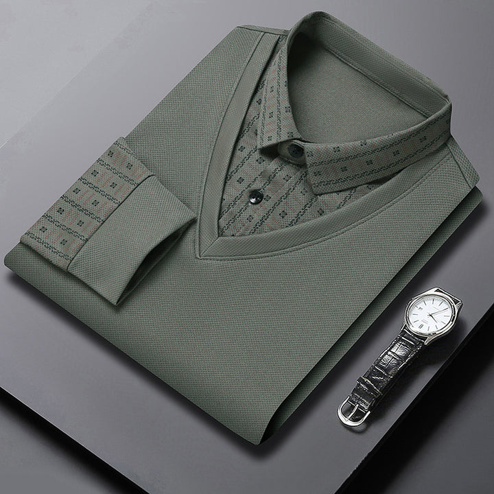 Herren elegantes Poloshirt mit strukturiertem Kragen und innovativer Knopfleiste Echoarchiv