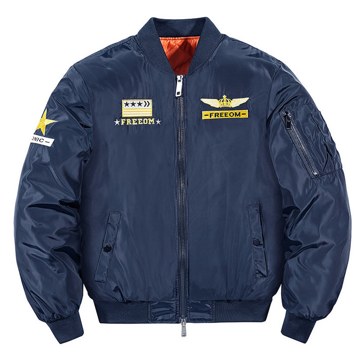Herren  bestickte gepatchte isolierte Nylon Flug Bomberjacke mit gerippten Abschlüssen Echo Archiv