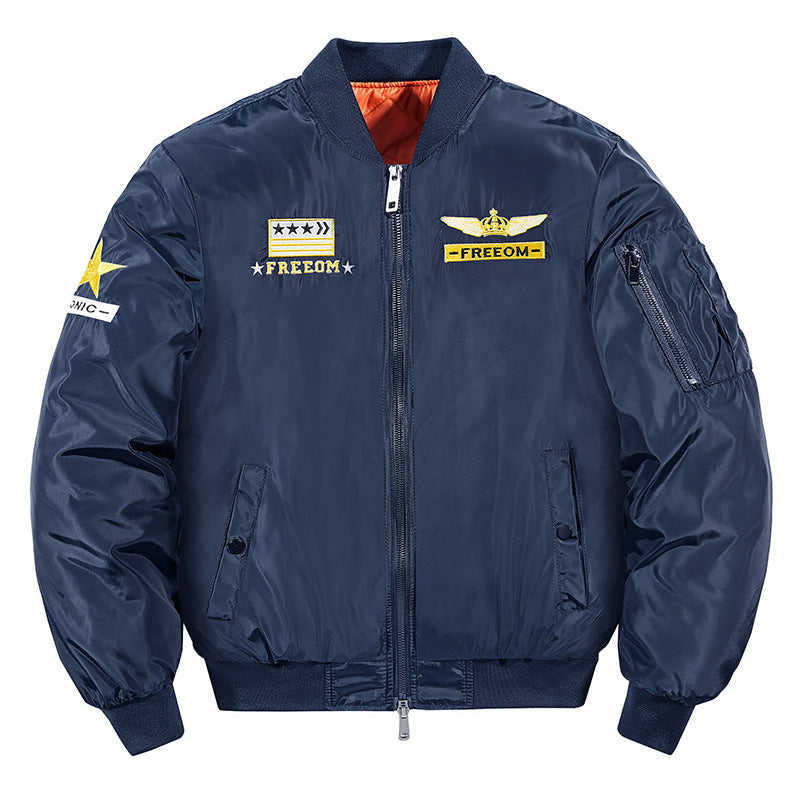 Herren  Flugstil bestickte Abzeichen Nylon Bomberjacke mit gesteppter Futter und Ärmeltasche mit Reißverschluss Echo Archiv
