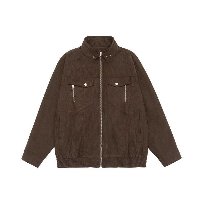 Herren Kurzjacke aus Teddy‑Fleece mit Stehkragen, aufgesetzten Brusttaschen und durchgehendem Reißverschluss Echoarchiv