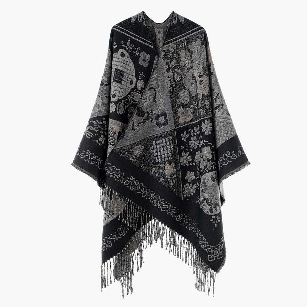 Damen Jacquard‑Überwurf im Wandteppich‑Jacquard mit Fransensaum – Avérine