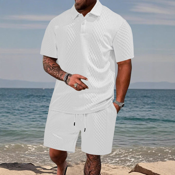 Herren Polo-Shorts-Set im strukturierten Design Echoarchiv