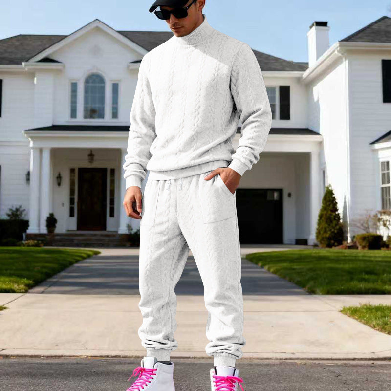 Herren lässiger Strickpullover mit Rollkragen und bequemen Sweatpants Echoarchiv