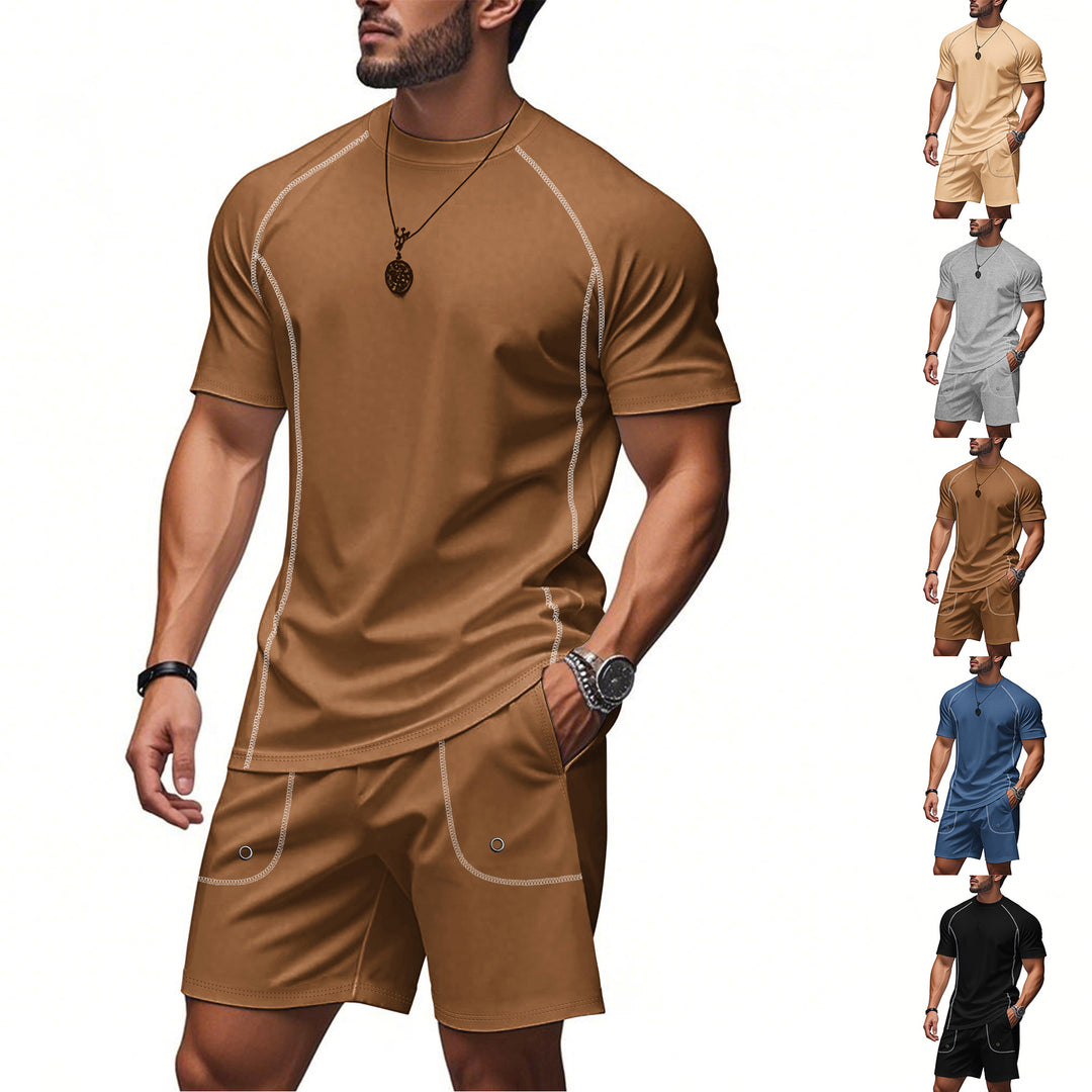 Herren sportliches Kurzarm-Set mit atmungsaktivem Material und praktischen Taschen Echoarchiv