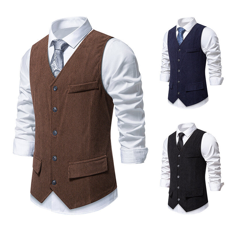 Herren eleganter Anzugweste mit strukturiertem Design und praktischen Taschen Echoarchiv