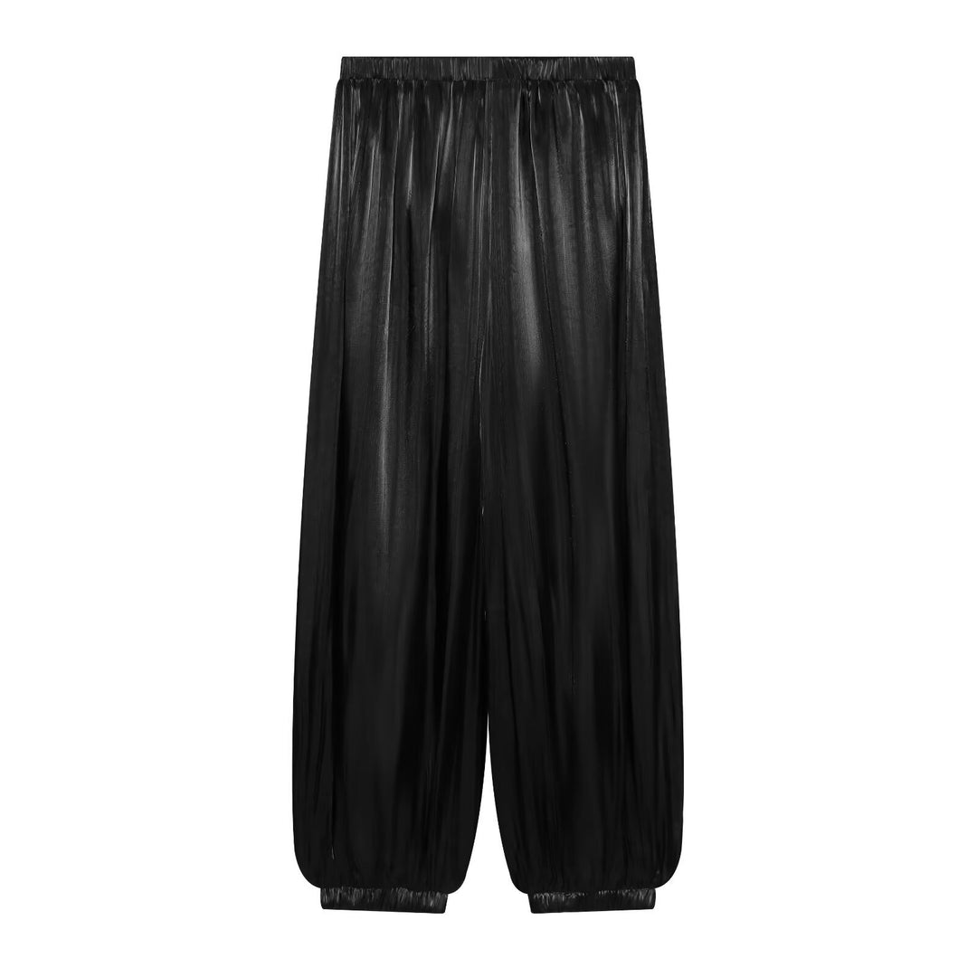 Damen Plissierte glänzende High‑Waist Palazzo-Jogger Echo Archiv
