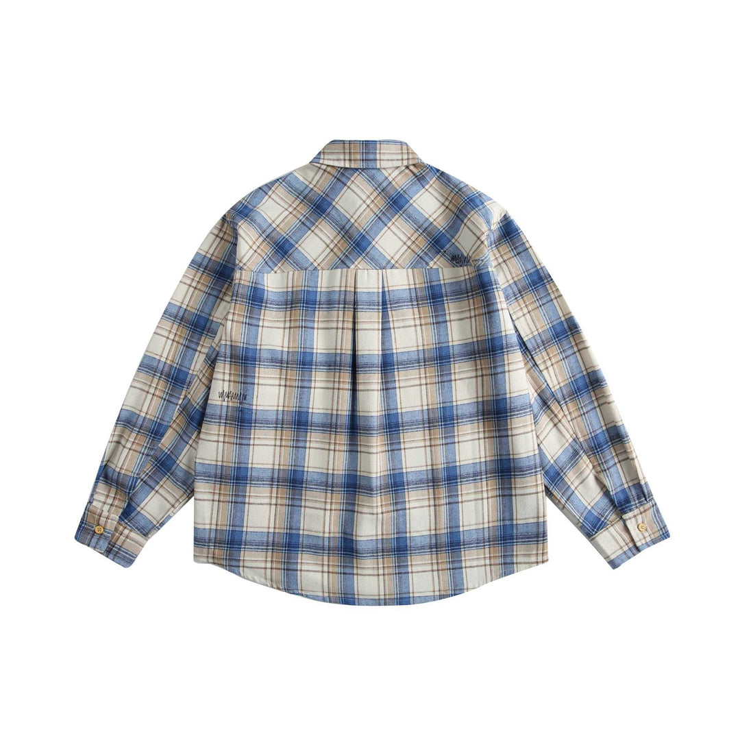 Unisex Kariertes Oversize‑Hemd aus Baumwollflanell mit aufgesetzter Brusttasche Echoarchiv