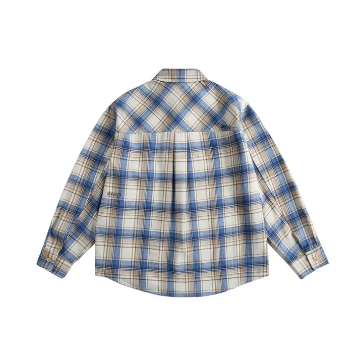 Unisex Kariertes Oversize‑Hemd aus Baumwollflanell mit aufgesetzter Brusttasche Echoarchiv