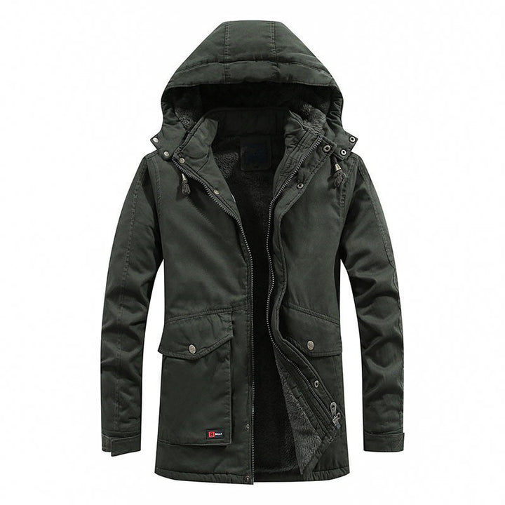 Herren Canvas-Parka mit Sherpa-Innenseite, verlängerter Schnitt und Utility-Ärmeltasche Echoarchiv