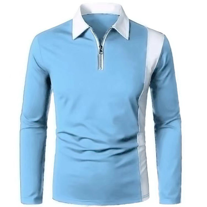 Herren sportliches Langarmshirt mit modernem Reißverschluss und stylischem Farbkontrast Echoarchiv